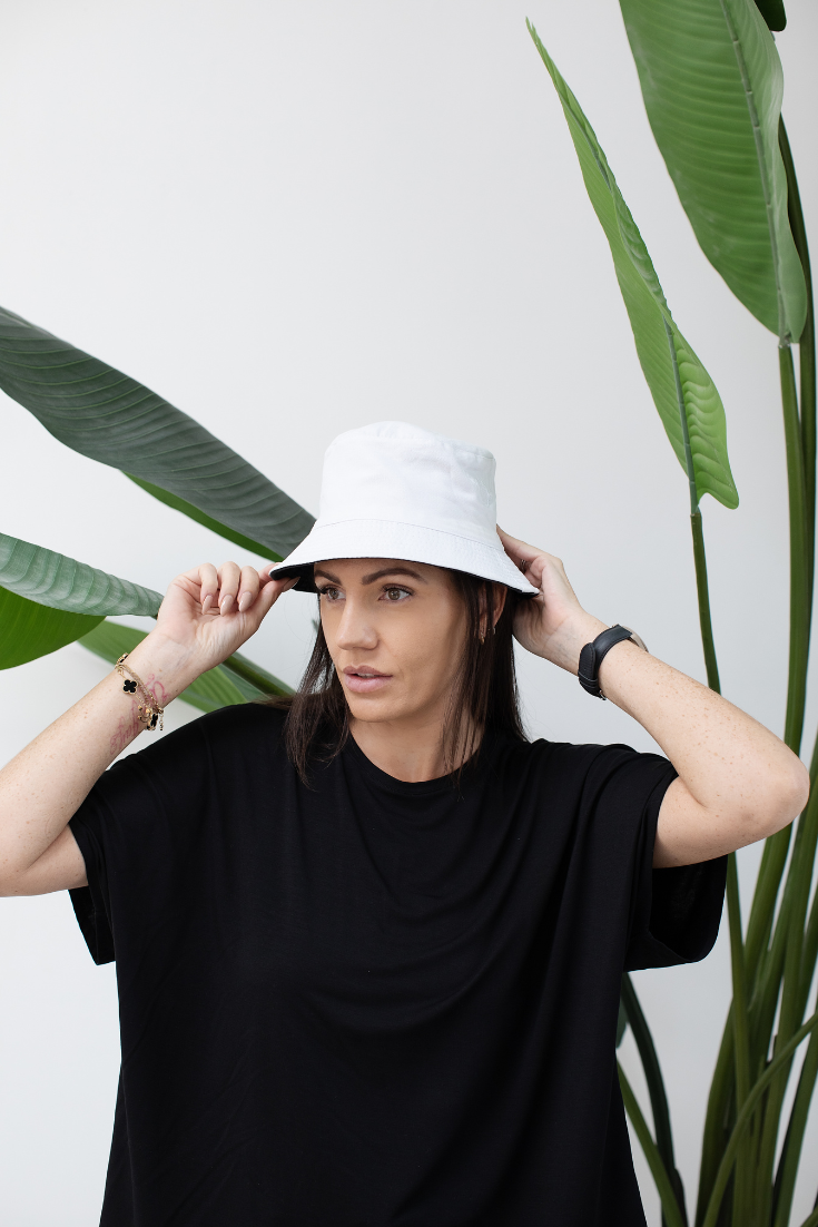 white cotton bucket hat | EMILIA OHRTMANN