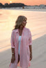 Striped Short Shirt Dress in pink and white, Tencel fabric | EMILIA OHRTMANN