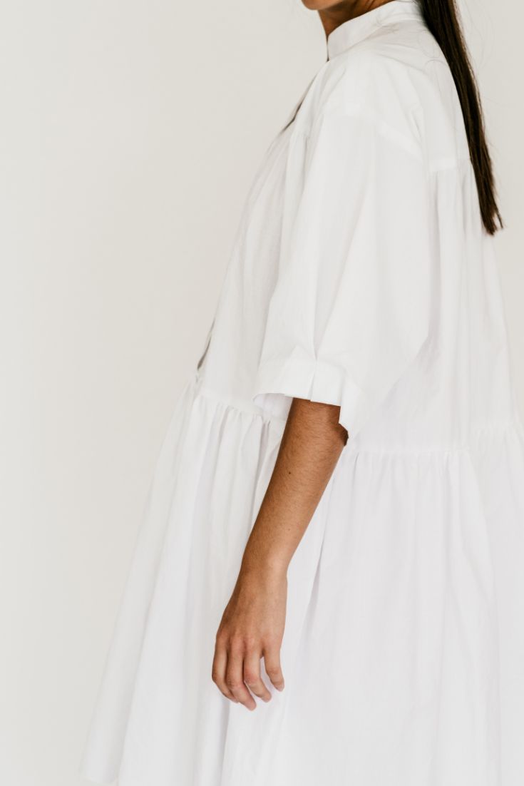 Lily Dress Organic Cotton, White, Minimalistic | EMILIA OHRTMANN