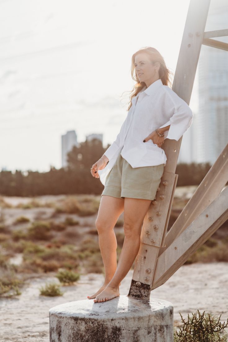 Toni shorts, hemp, sage green | EMILIA OHRTMANN