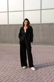 Black Linen oversized Stella Blouse | EMILIA OHRTMANN