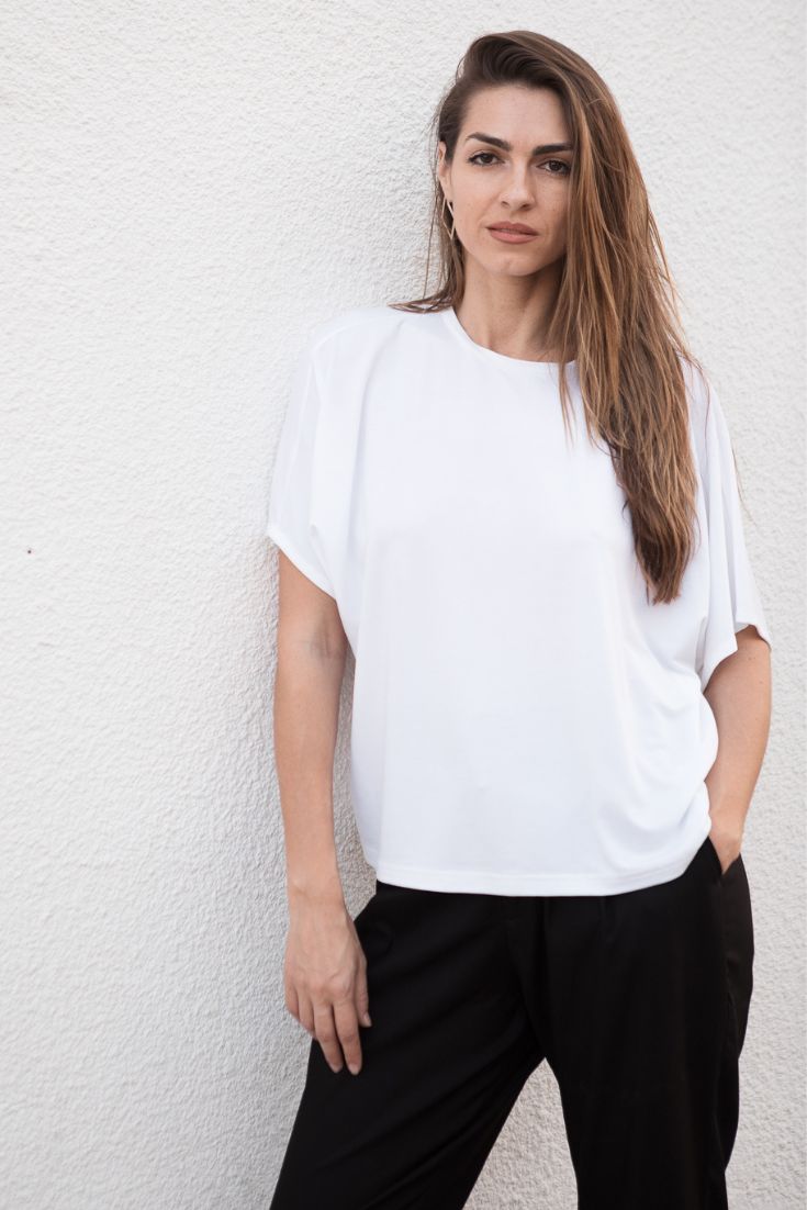 Mathilda Tee, Lyocell/Tencel, relaxed fit, white | EMILIA OHRTMANN