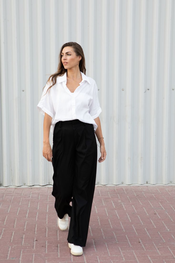 White Short Sleeved Alexi Blouse Cupro | EMILIA OHRTMANN