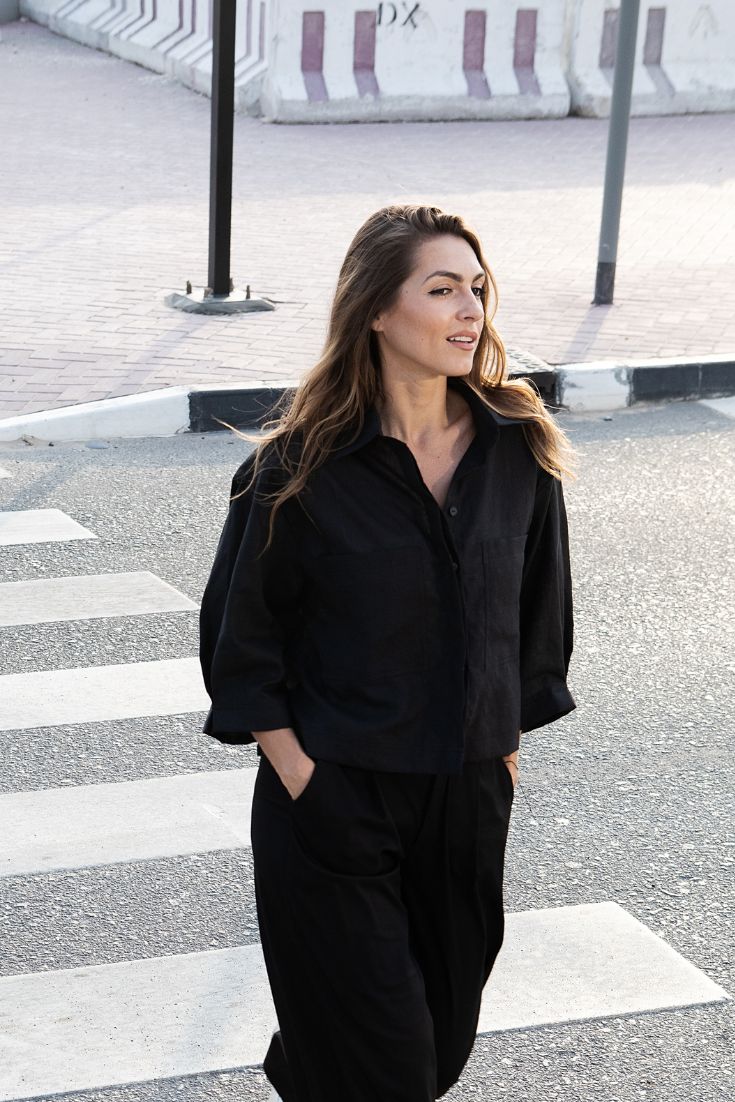 Audrey Shirt Black Linen | EMILIA OHRTMANN