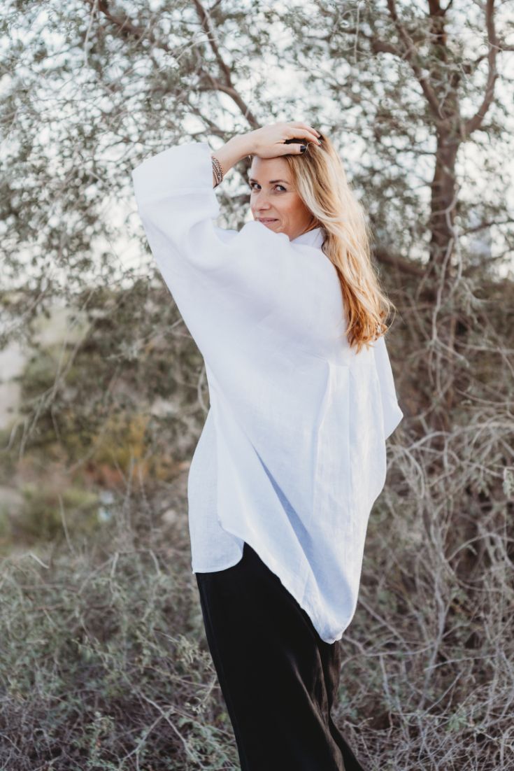 White Linen Stella Blouse | EMILIA OHRTMANN