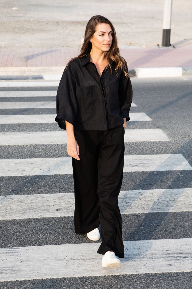 Audrey Shirt Black Linen | EMILIA OHRTMANN