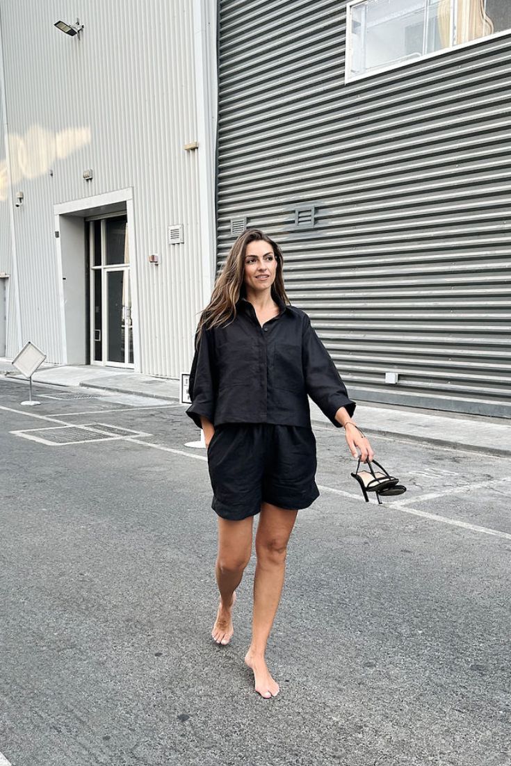 Black Linen Shorts Toni and Black Linen Shirt Audrey | EMILIA OHRTMANN