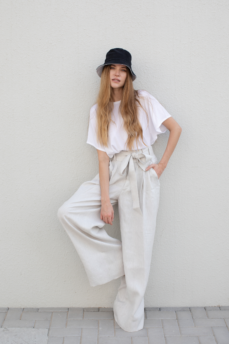 white and black cotton bucket hat | EMILIA OHRTMANN