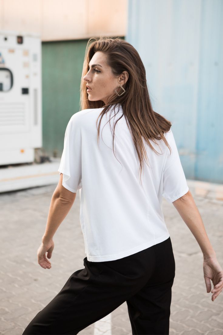 Mathilda Tee, Lyocell/Tencel, relaxed fit, white | EMILIA OHRTMANN