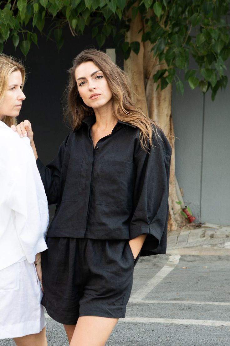 Audrey Shirt Black Linen | EMILIA OHRTMANN