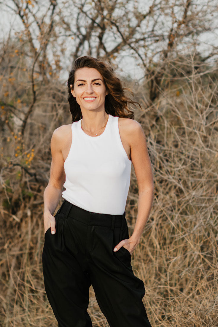 Cara rib organic cotton tank top white | EMILIA OHRTMANN