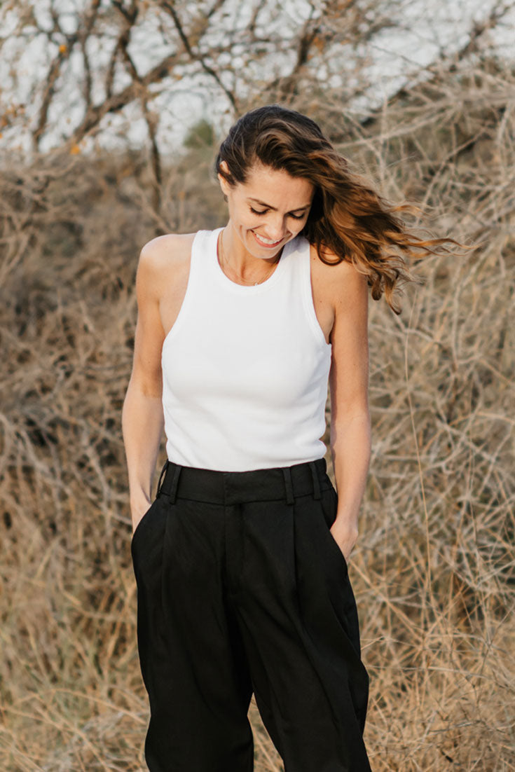 Cara rib organic cotton tank top white | EMILIA OHRTMANN