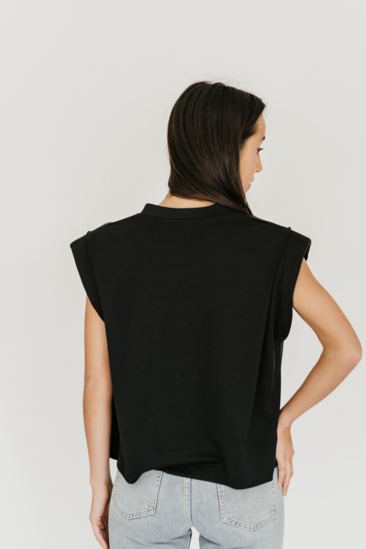 DAKOTA Shoulder pad top black tencel| EMILIA OHRTMANN