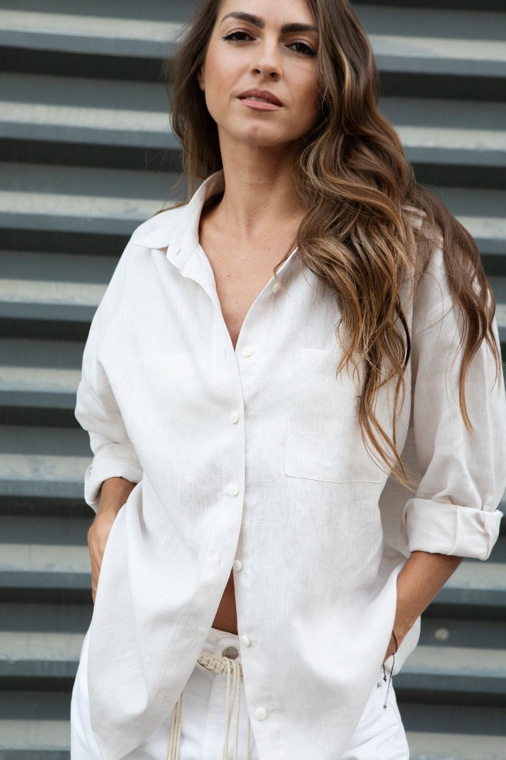 Portuguese Linen Shirt Kate in beige | EMILIA OHRTMANN