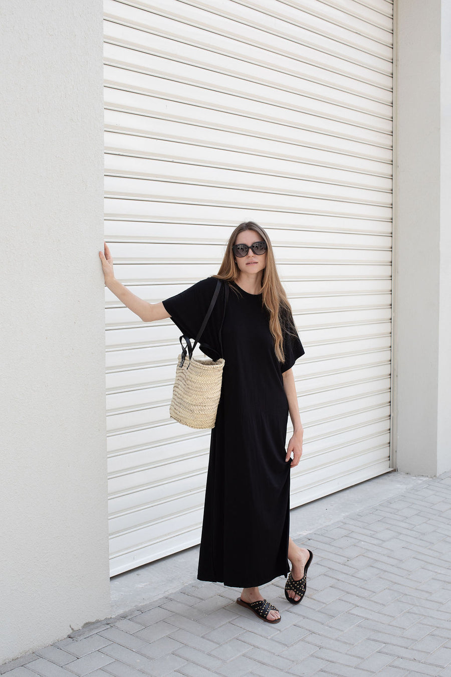 Tshirt dress tencel Mathilda dress black | EMILIA OHRTMANN