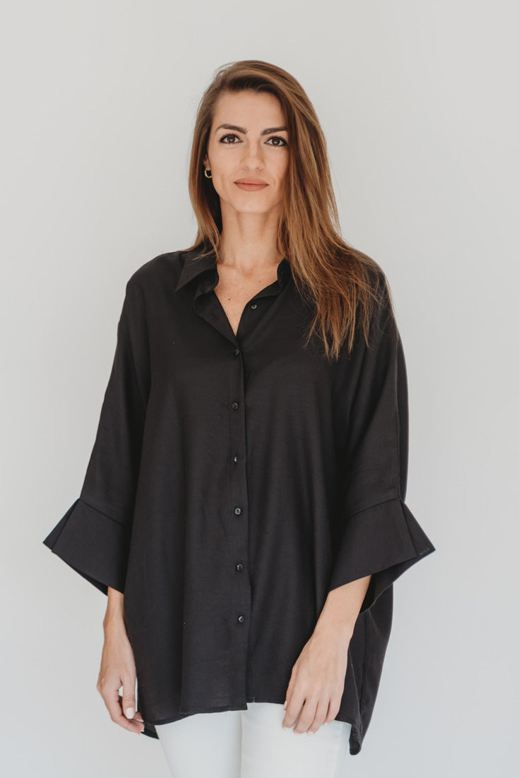 STELLA BLOUSE | CUPRO | BLACK