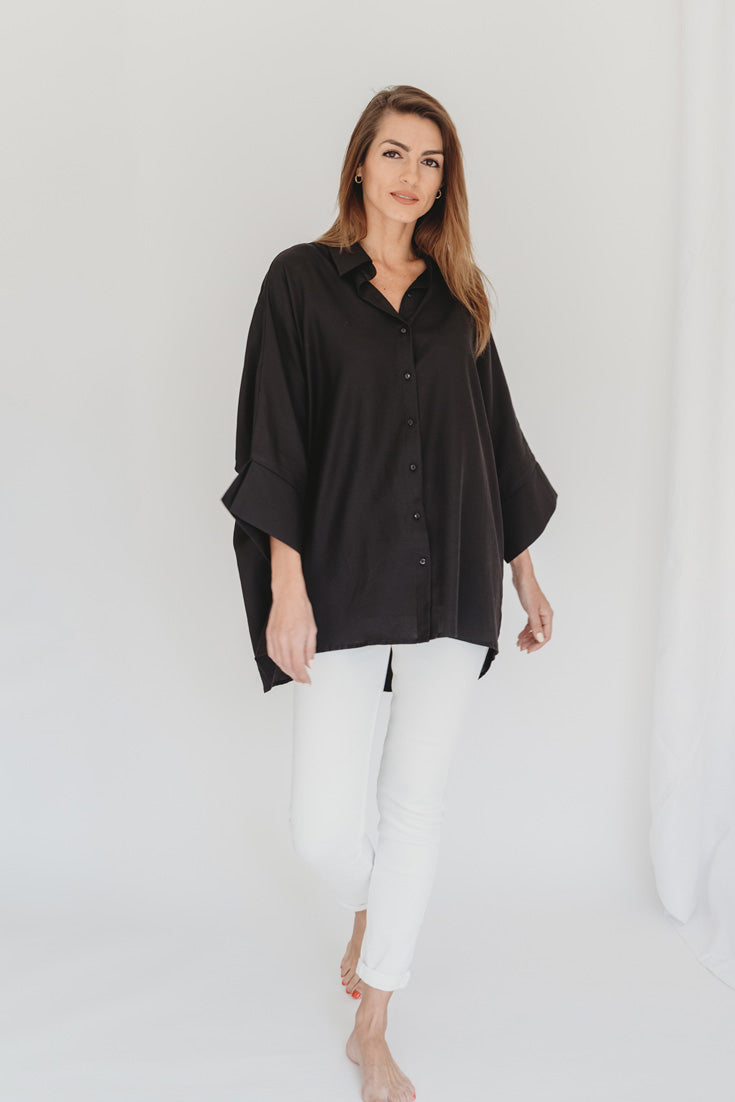 STELLA BLOUSE | CUPRO | BLACK