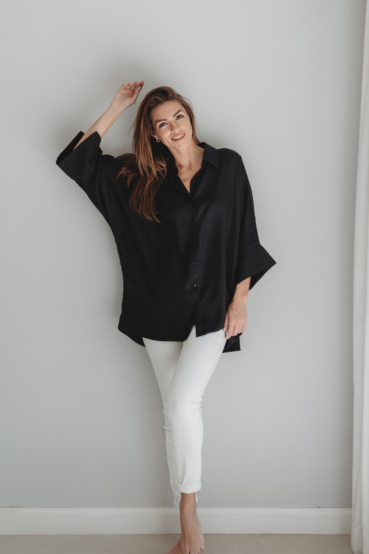 STELLA BLOUSE | CUPRO | BLACK