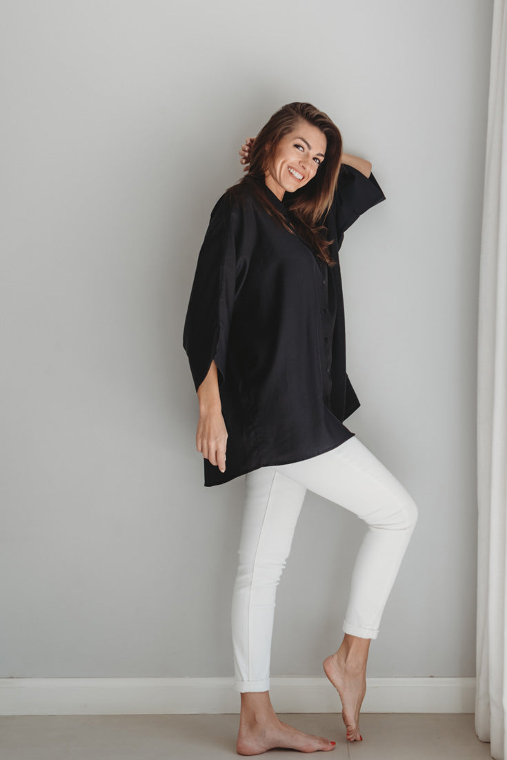 STELLA BLOUSE | CUPRO | BLACK