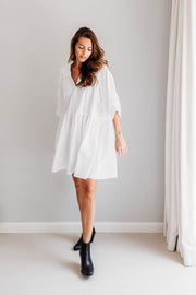 Lily Dress Organic Cotton, White, Minimalistic summer dress | EMILIA OHRTMANN