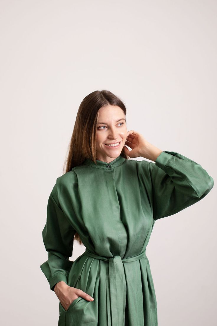 CAROLINE DRESS, GREEN, TENCEL, SUSTAINABLE | EMILIA OHRTMANN