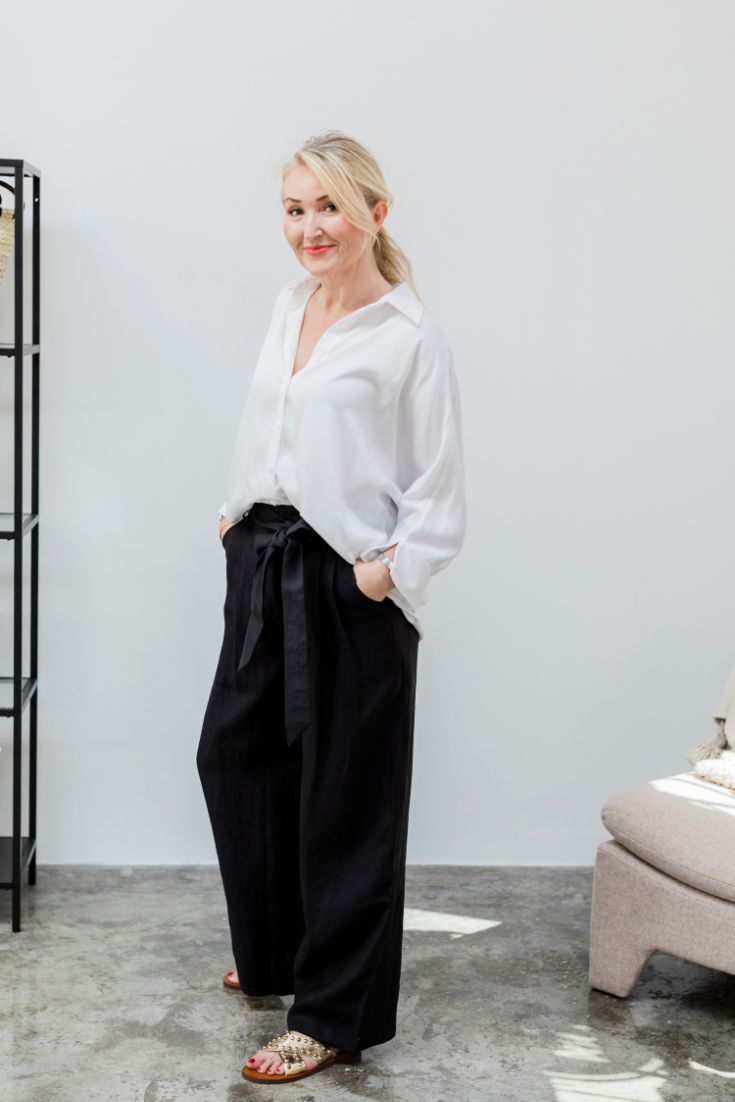 White Stella Blouse and Tyra pants - made of tencel and linen | EMILIA OHRTMANN
