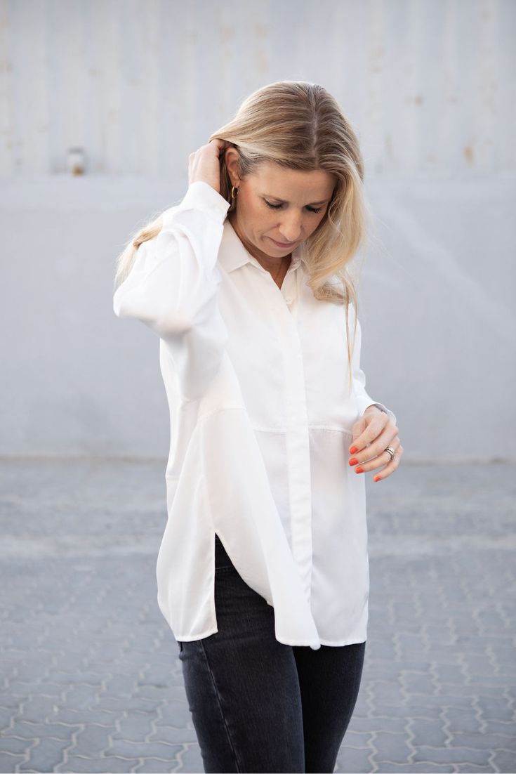 ANAIS BLOUSE white oversized cupro ethical production | EMILIA OHRTMANN