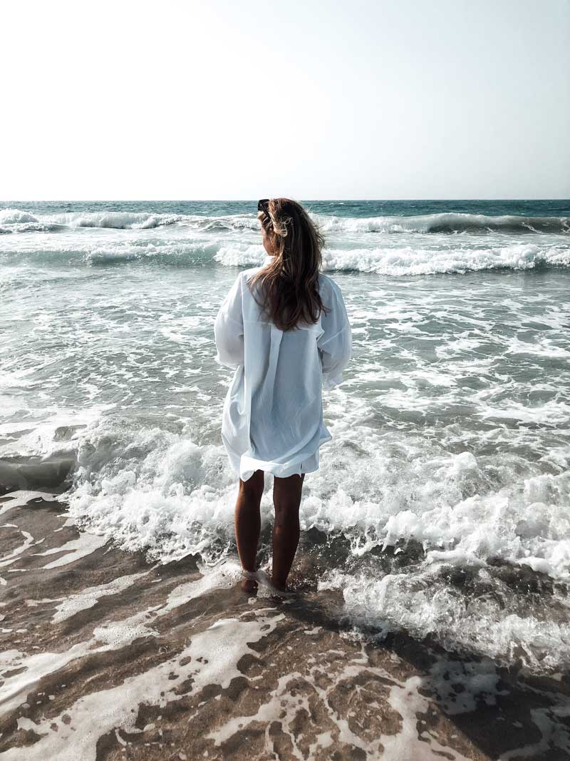 White Organic cotton Shirtdress back view EMILIA OHRTMANN