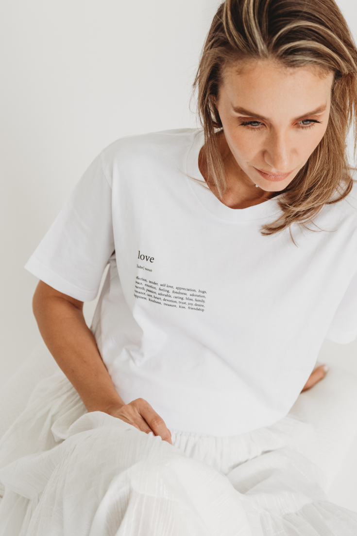 Love T-Shirt, Organic Cotton, white | EMILIA OHRTMANN