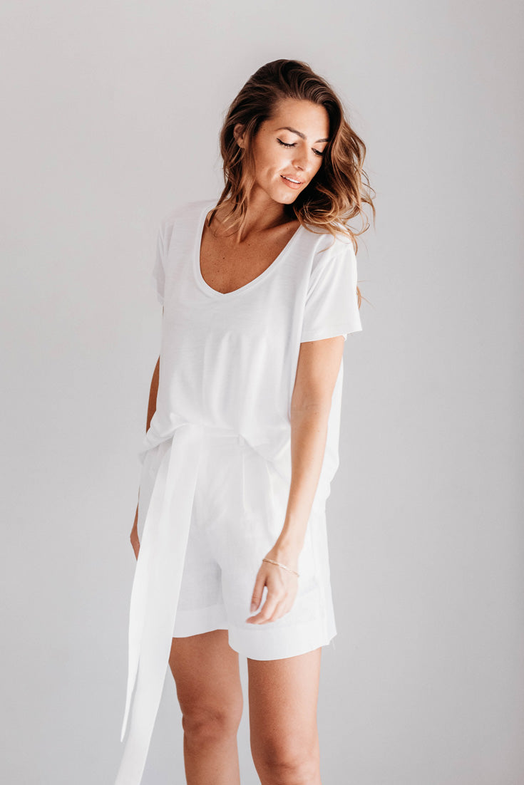 White V-Neck Tencel Tee | SIENNA TEE | EMILIA OHRTMANN