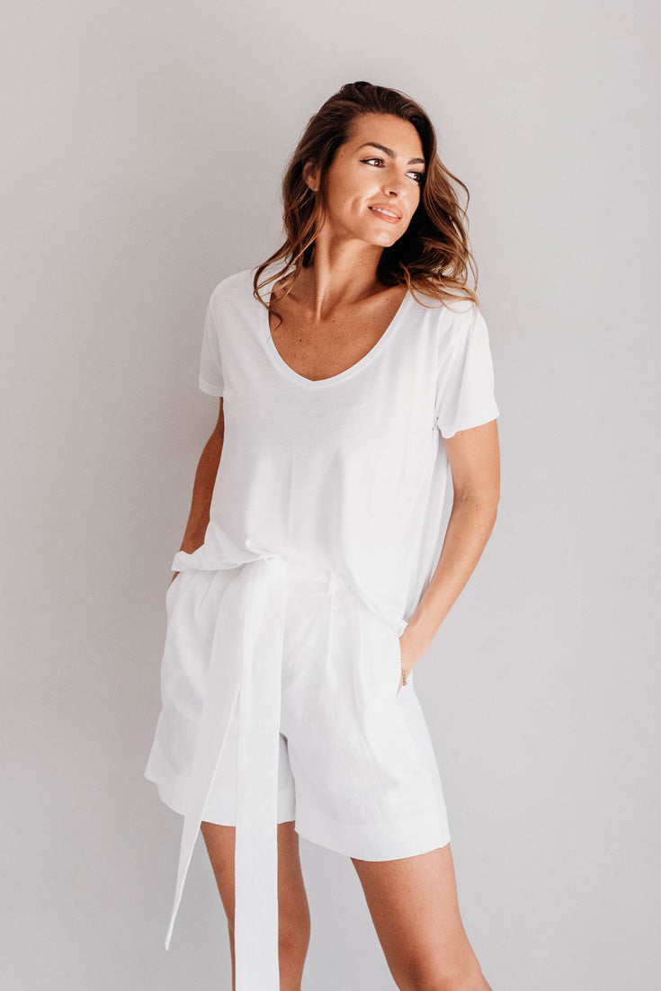 White V-Neck Tencel Tee | SIENNA TEE | EMILIA OHRTMANN