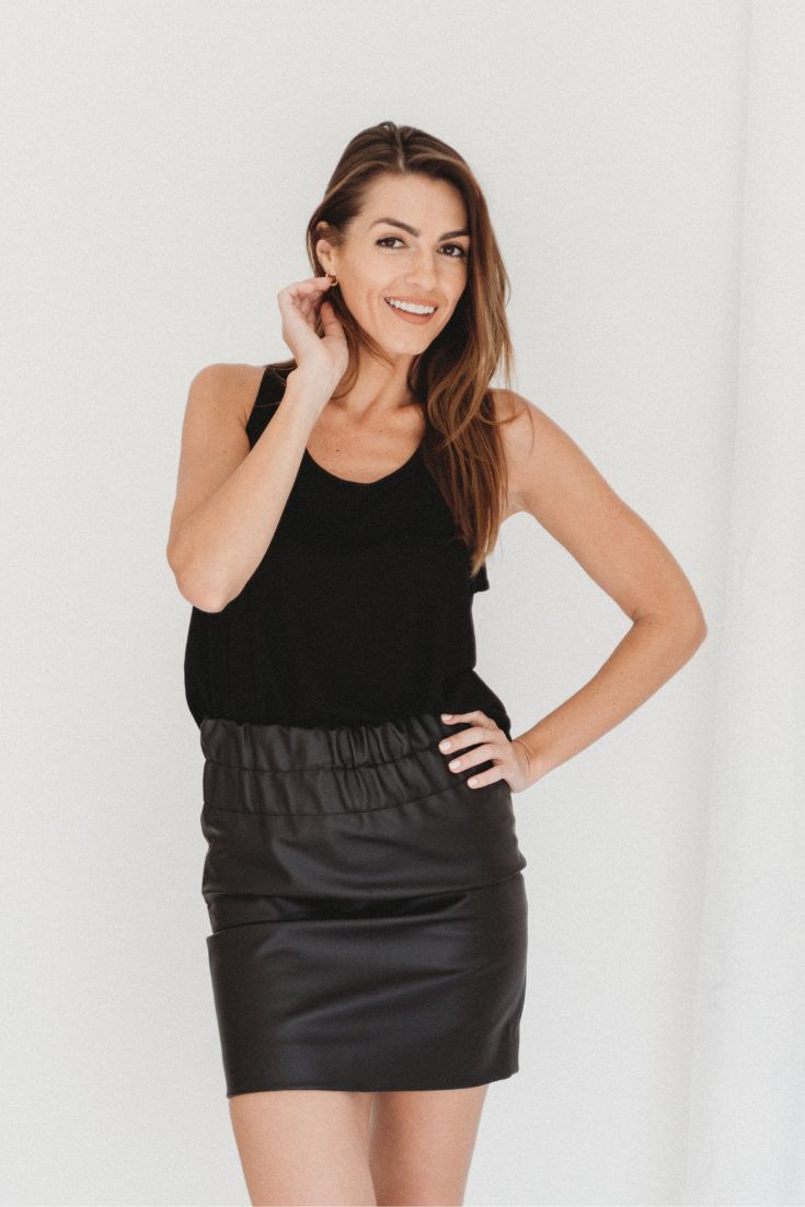 Vegan leather Mini Skirt - slow fashion - sustainable fabric - sustainable fashion Dubai | EMILIA OHRTMANN